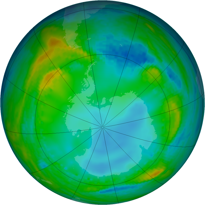 Antarctic ozone map for 20 July 2004